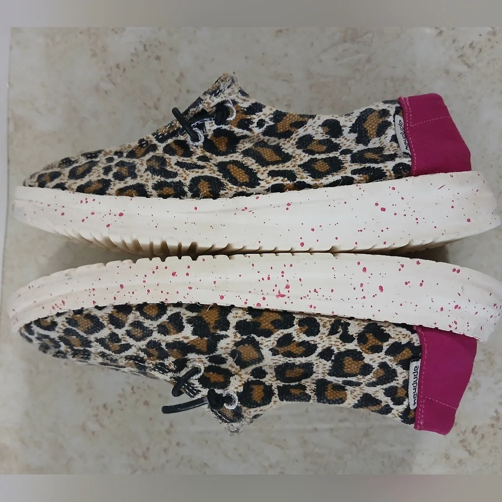 Hey Dude Brown and Pink Moccasins with Leopard‎ Print